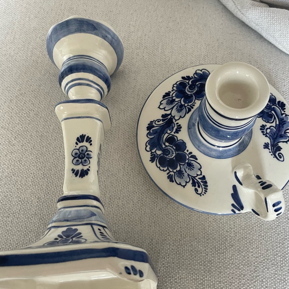 Delft Blue Hand-Made in Holland Candelstick Holders - Picture 5 of 14